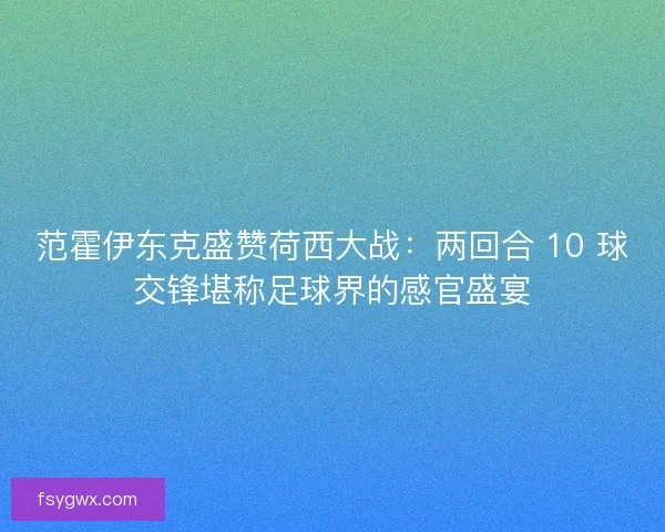 范霍伊东克盛赞荷西大战：两回合 10 球交锋堪称足球界的感官盛宴