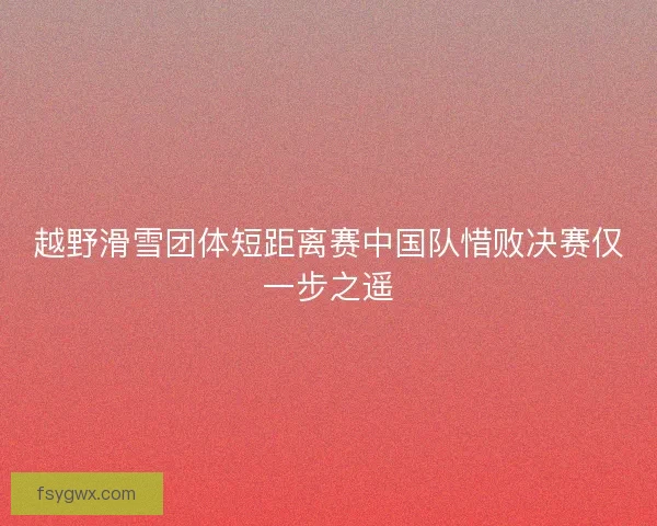 越野滑雪团体短距离赛中国队惜败决赛仅一步之遥
