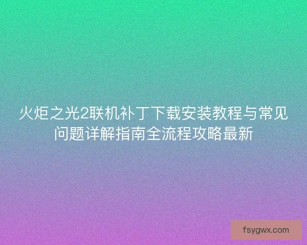 火炬之光2联机补丁下载安装教程与常见问题详解指南全流程攻略最新