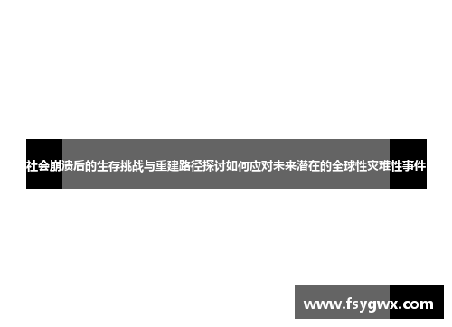 社会崩溃后的生存挑战与重建路径探讨如何应对未来潜在的全球性灾难性事件